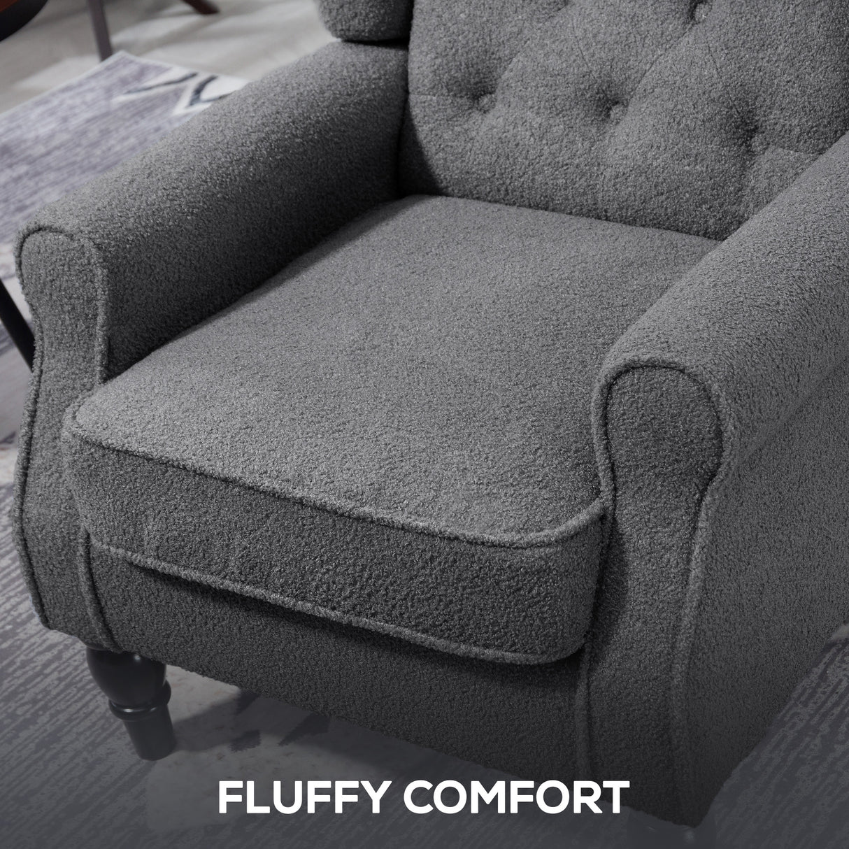 Teddy Fleece Fabric Wingback Occasional Chair 74cm Wide - Velmora