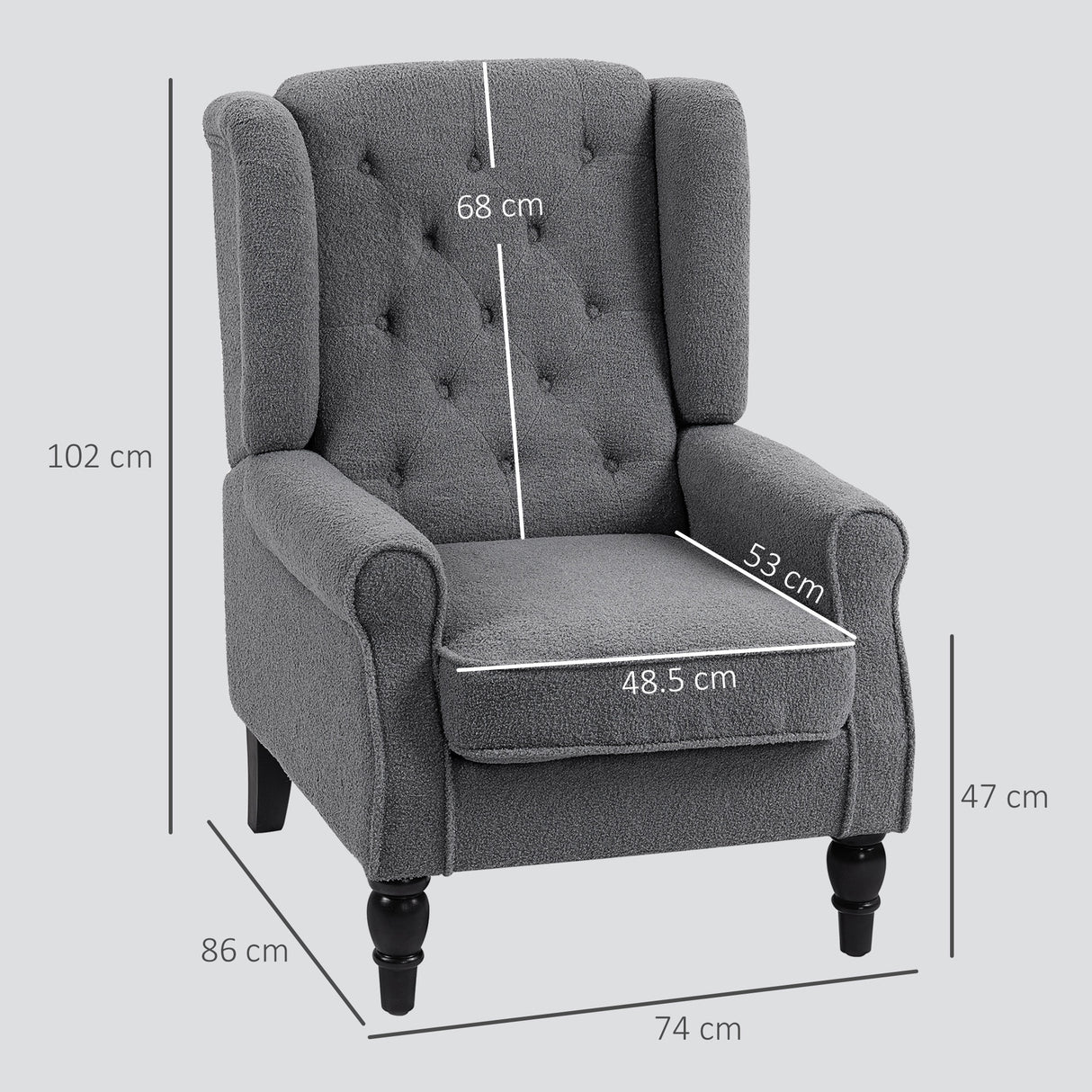 Teddy Fleece Fabric Wingback Occasional Chair 74cm Wide - Velmora