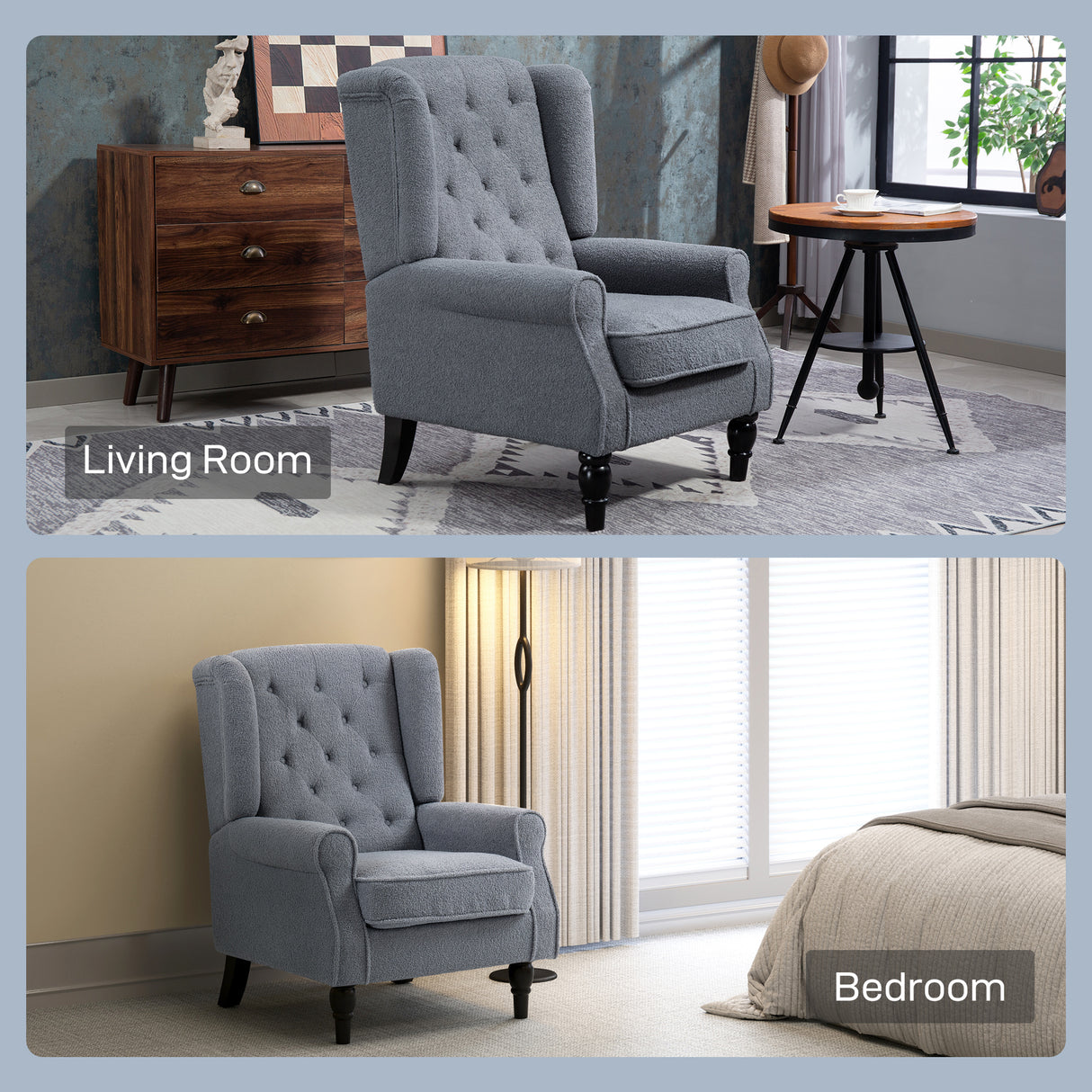 Teddy Fleece Fabric Wingback Occasional Chair 74cm Wide - Velmora