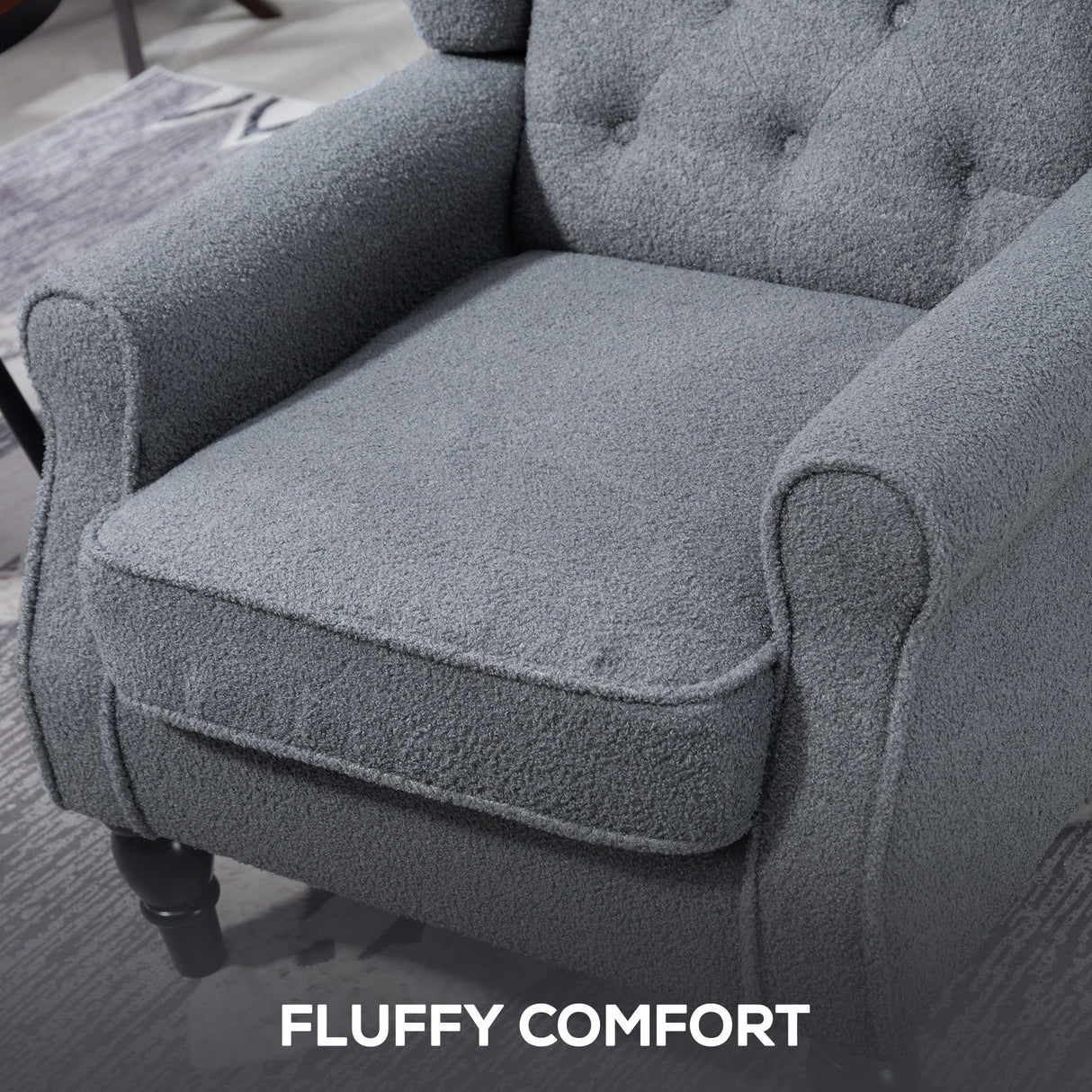 Teddy Fleece Fabric Wingback Occasional Chair 74cm Wide - Velmora