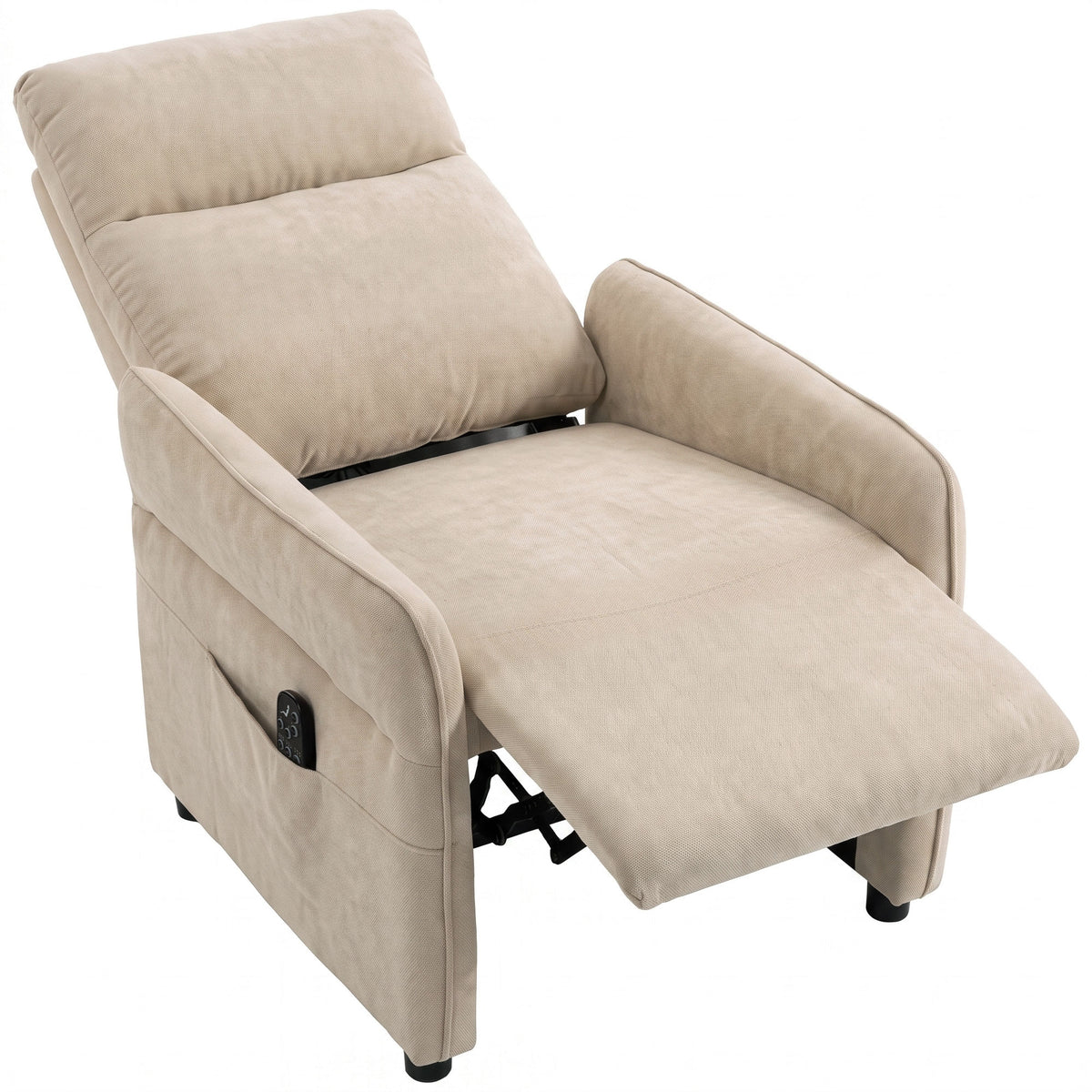 Terry Cloth Fabric Recliner Armchair 74cm Wide With Footrest - Velmora