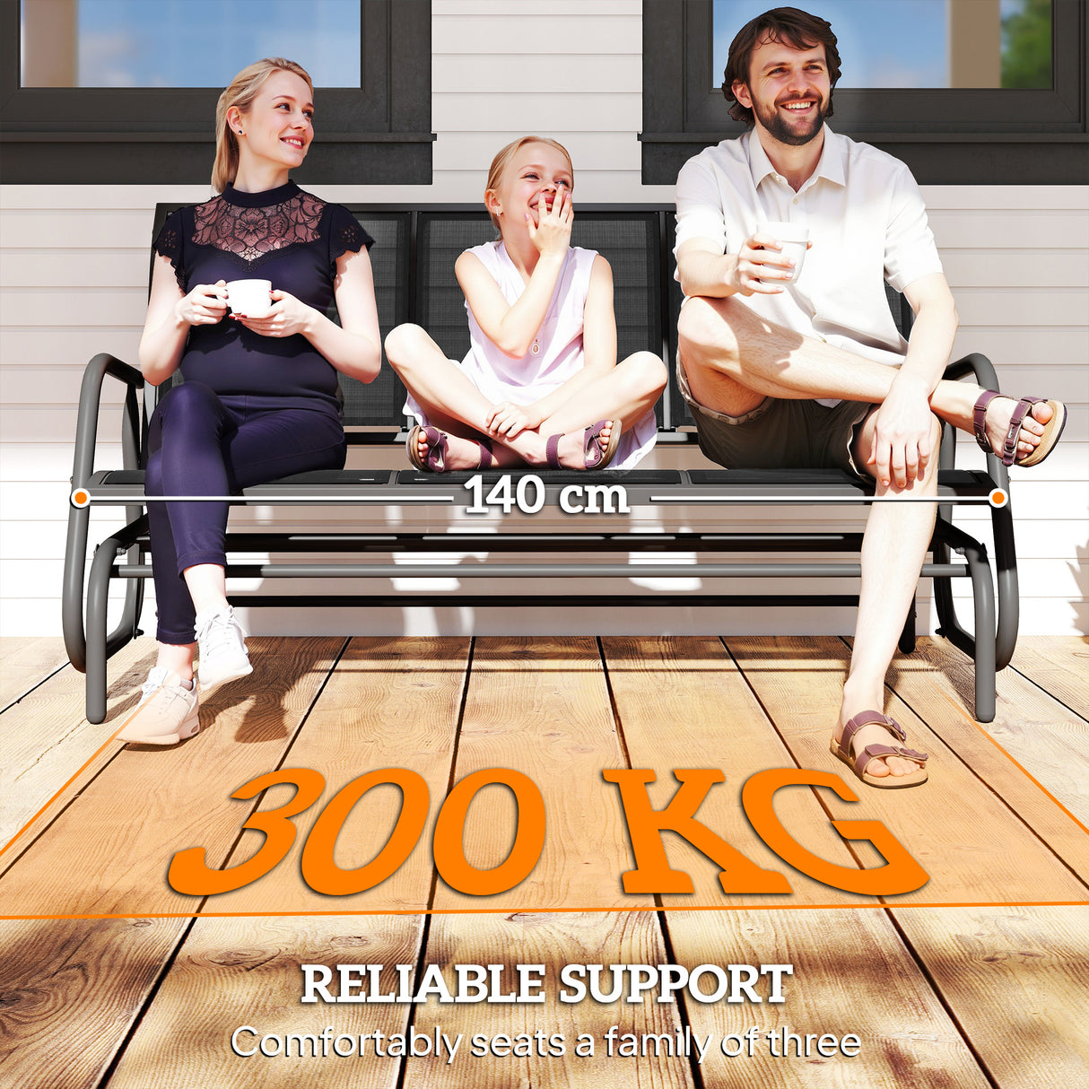 Texteline Fabric 3 Seater Glider Rocking Garden Bench for 3 People - Velmora