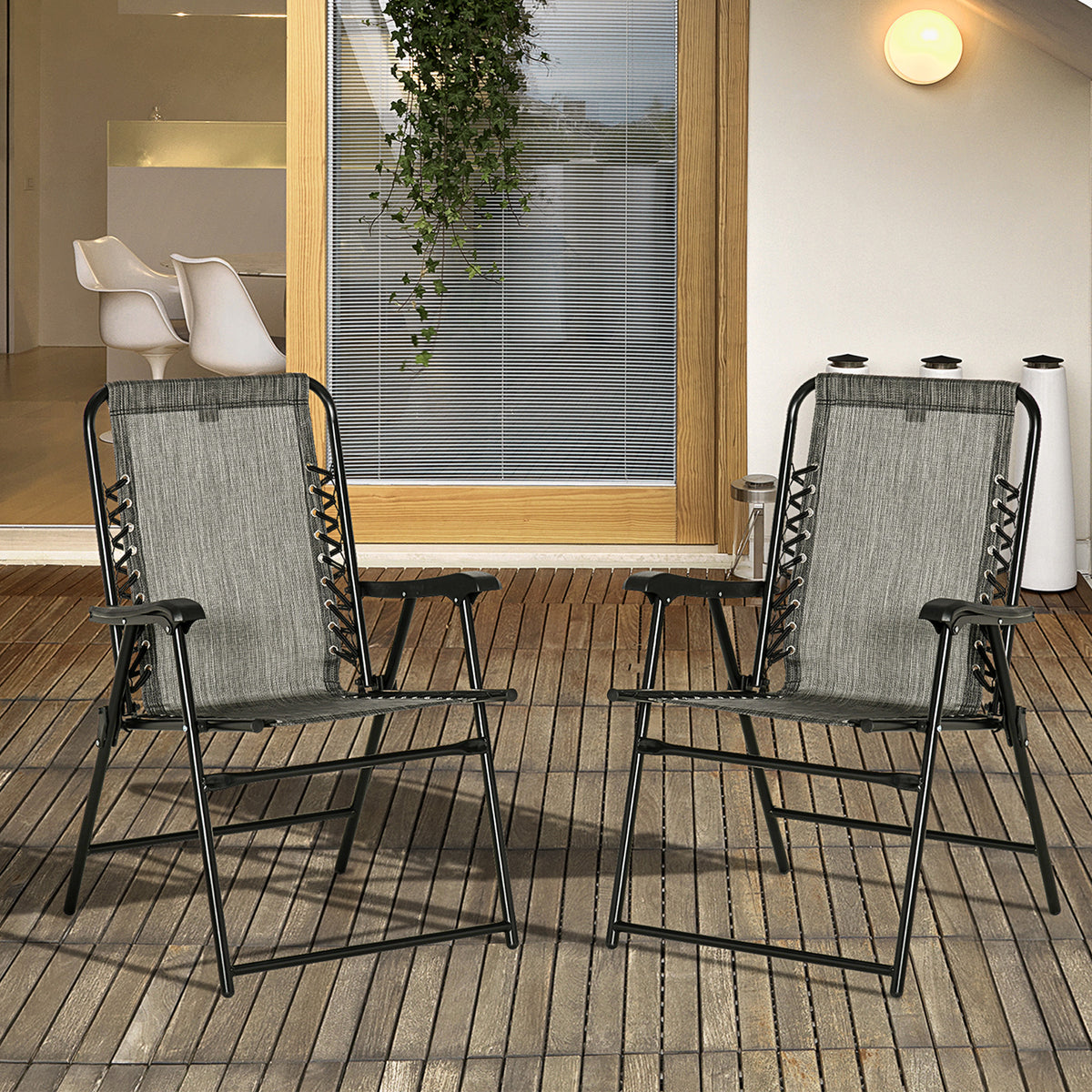 Texteline Fabric Foldable Garden Chairs in Set of 2 - Velmora