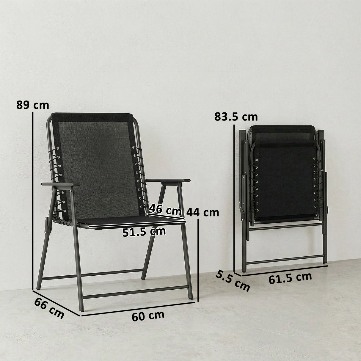 Texteline Fabric Folding Garden Chairs in Set of 2 - Velmora