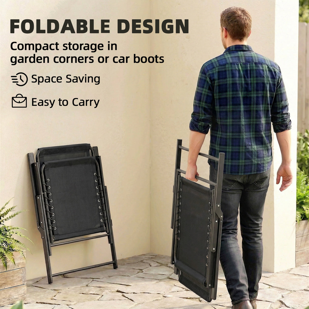 Texteline Fabric Folding Garden Chairs in Set of 4 - Velmora