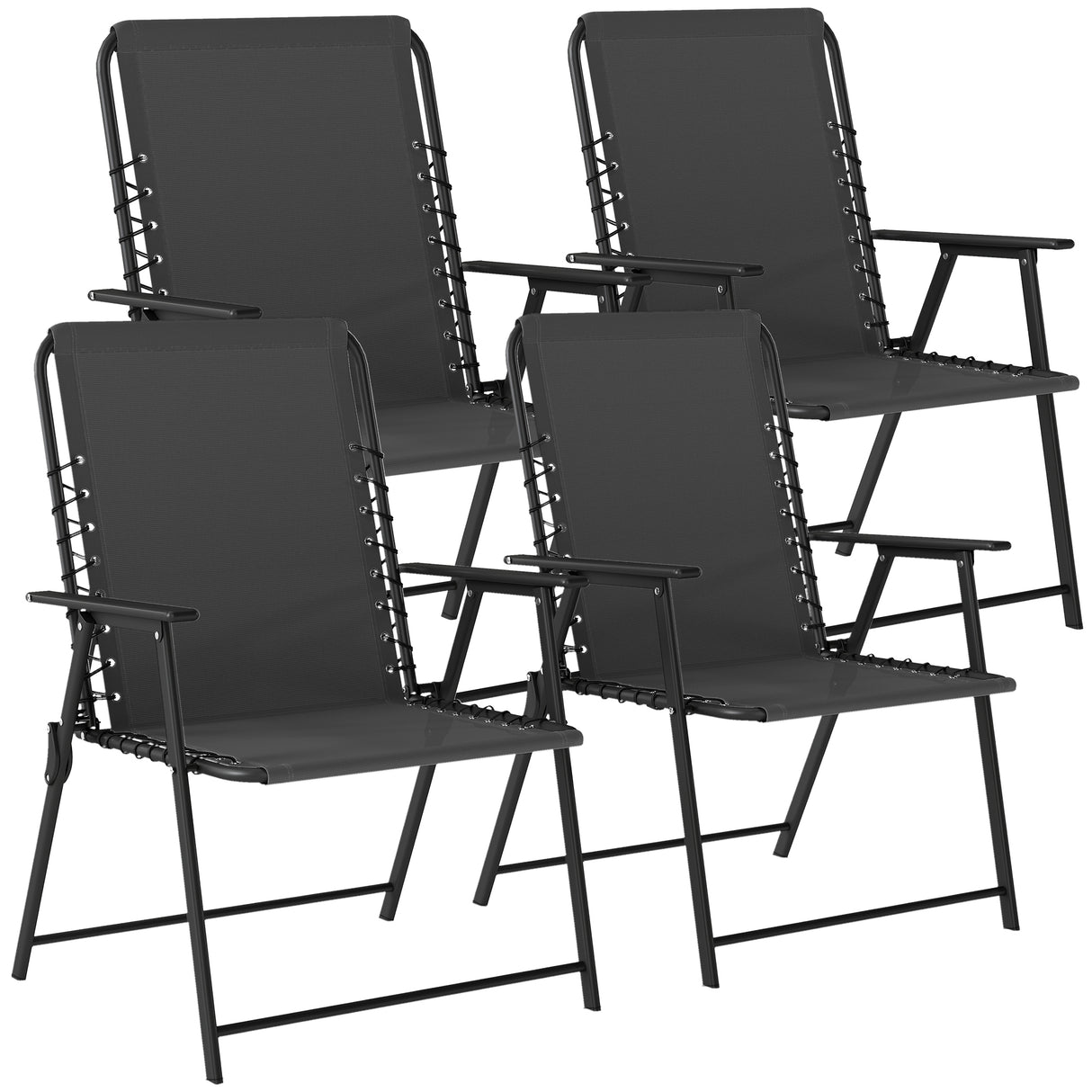 Texteline Fabric Folding Garden Chairs in Set of 4 - Velmora