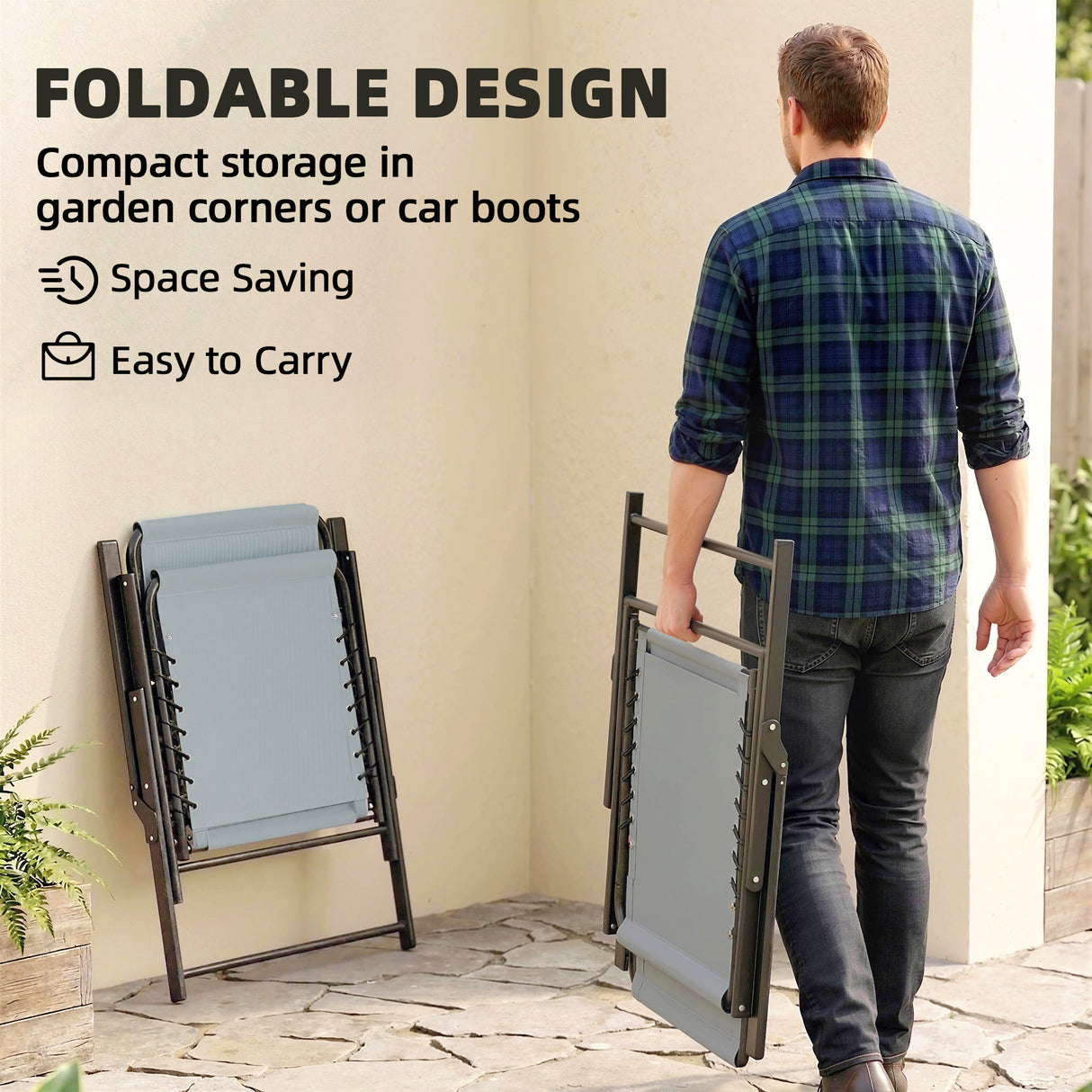 Texteline Fabric Folding Garden Chairs in Set of 4 - Velmora