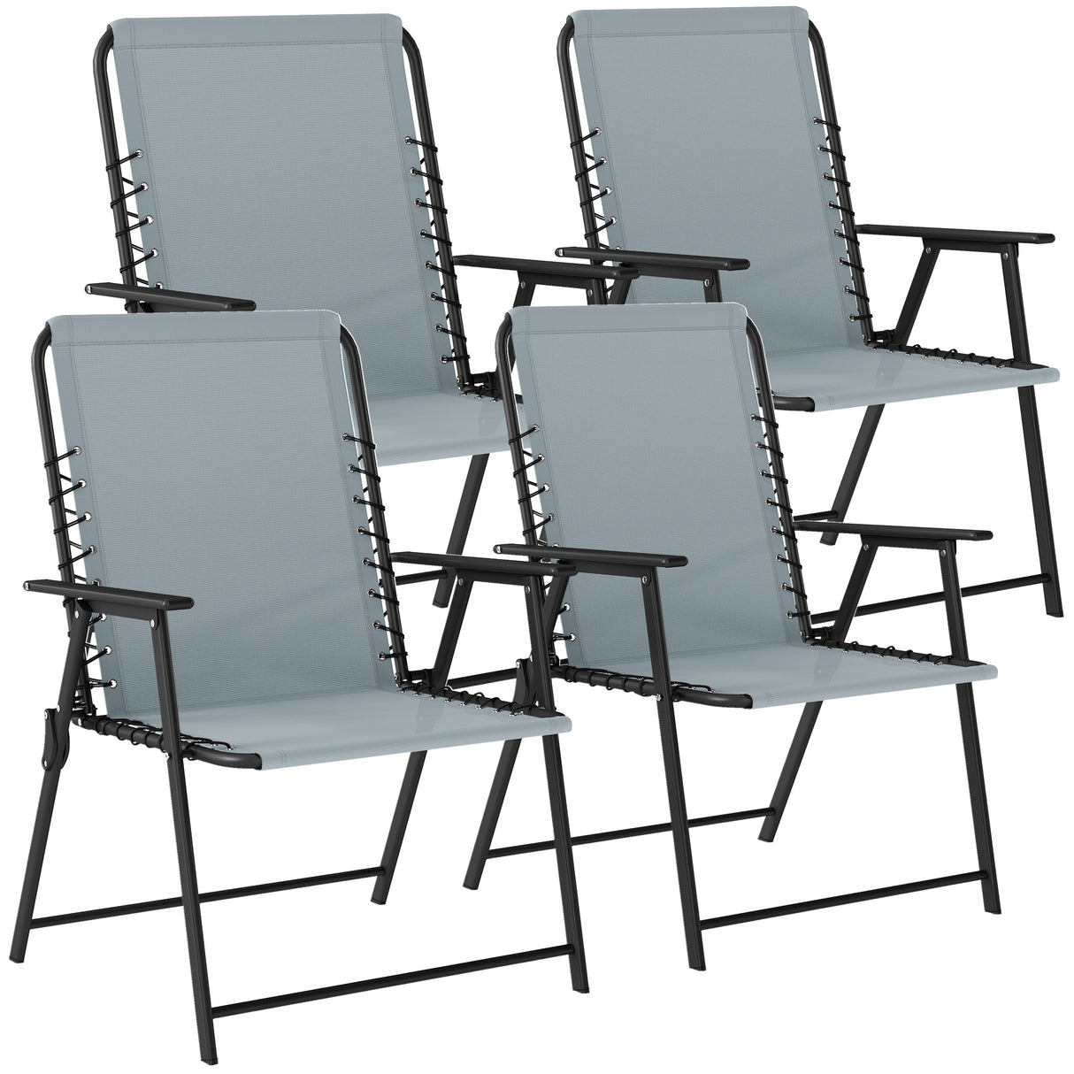 Texteline Fabric Folding Garden Chairs in Set of 4 - Velmora