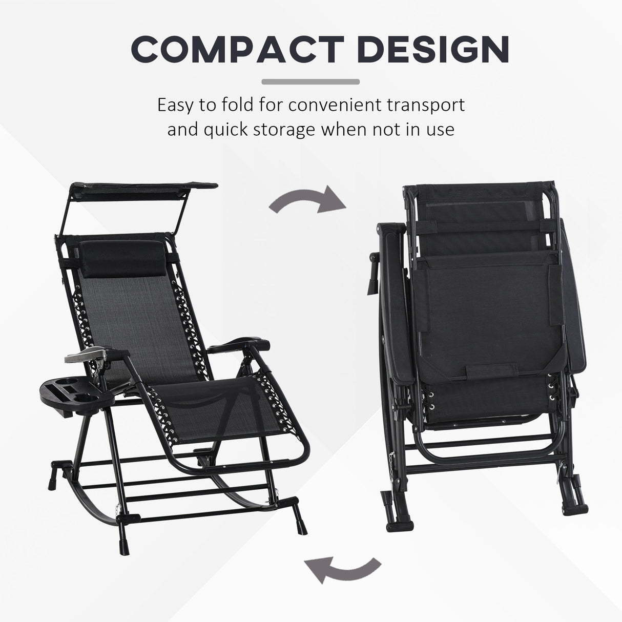 Texteline Fabric Folding Garden Rocking Chair - Velmora
