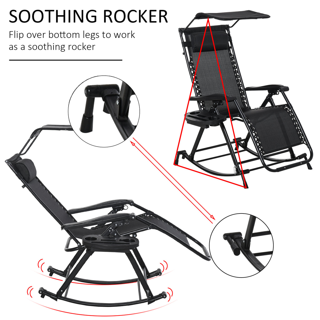 Texteline Fabric Folding Garden Rocking Chair - Velmora