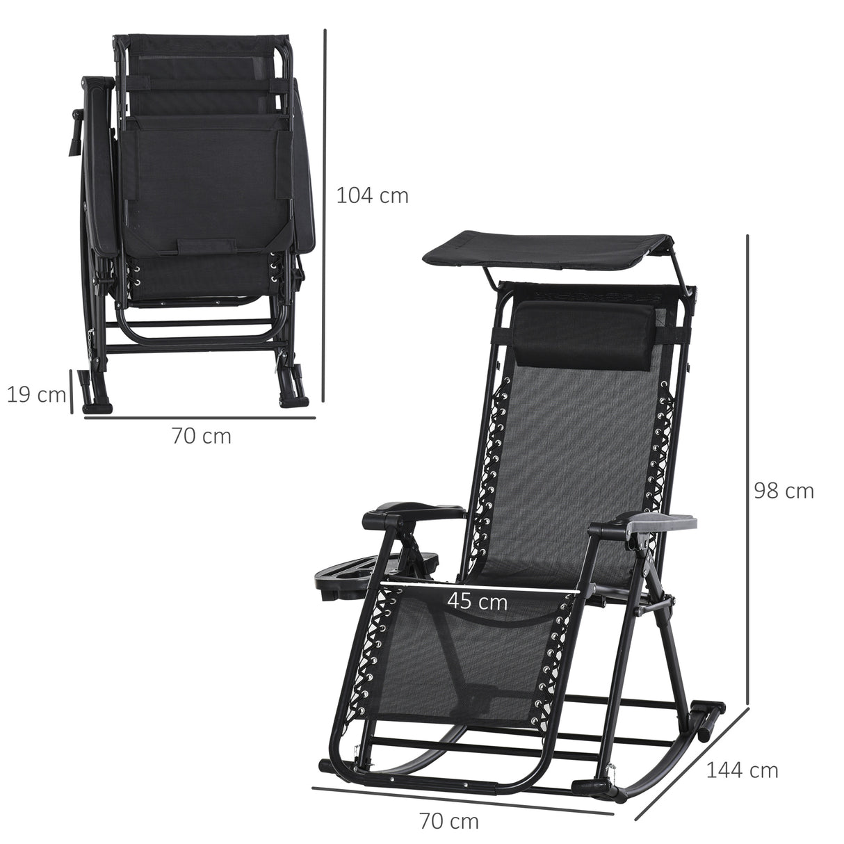Texteline Fabric Folding Garden Rocking Chair - Velmora