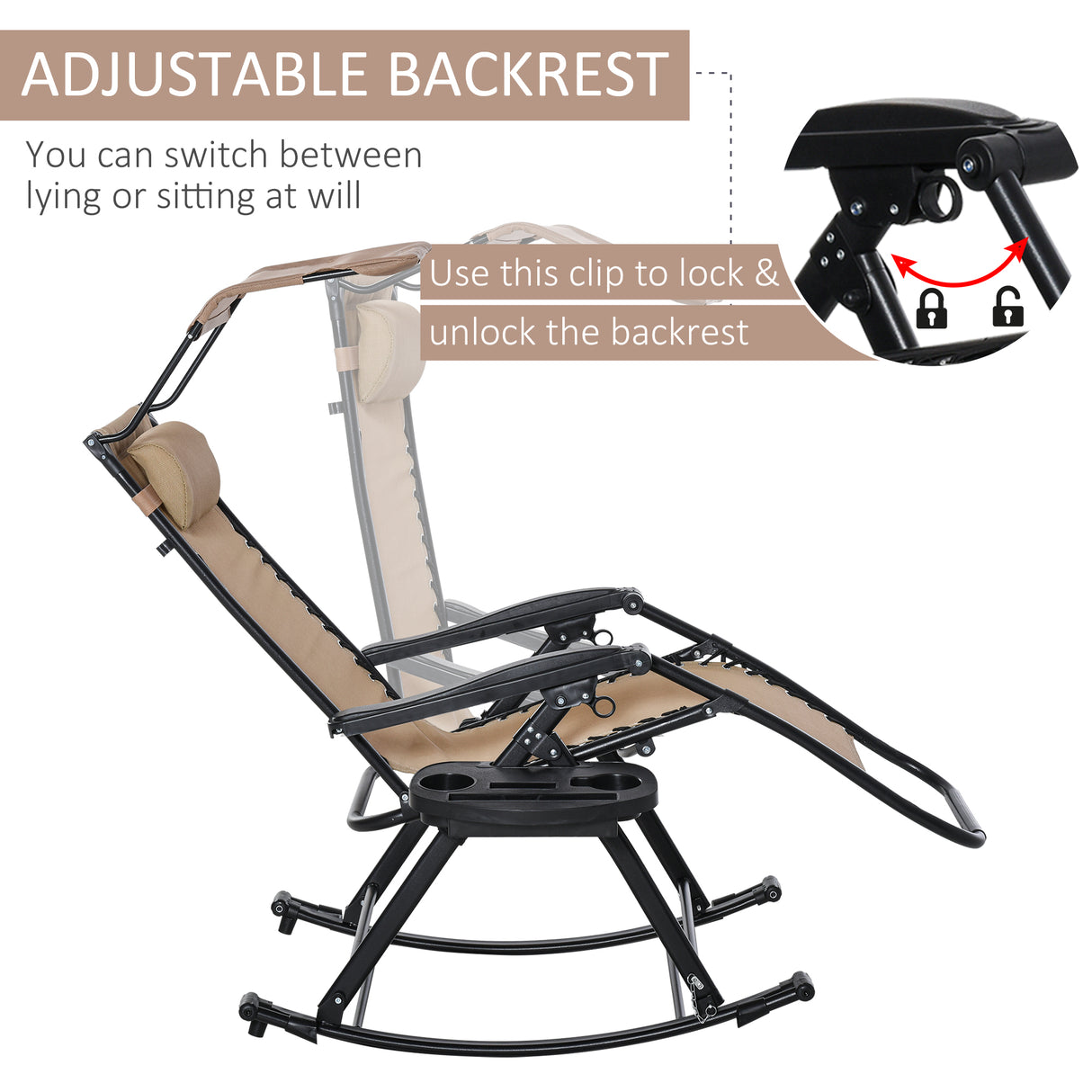 Texteline Fabric Folding Garden Rocking Chair - Velmora