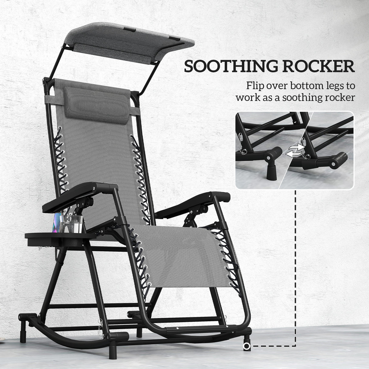 Texteline Fabric Folding Garden Rocking Chair - Velmora