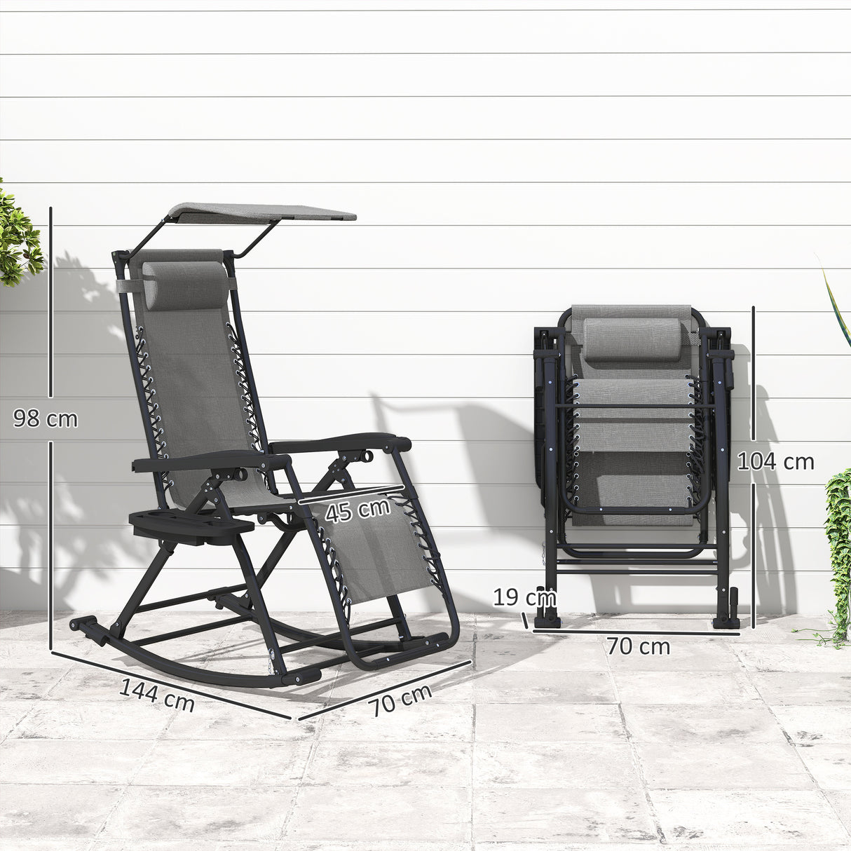 Texteline Fabric Folding Garden Rocking Chair - Velmora