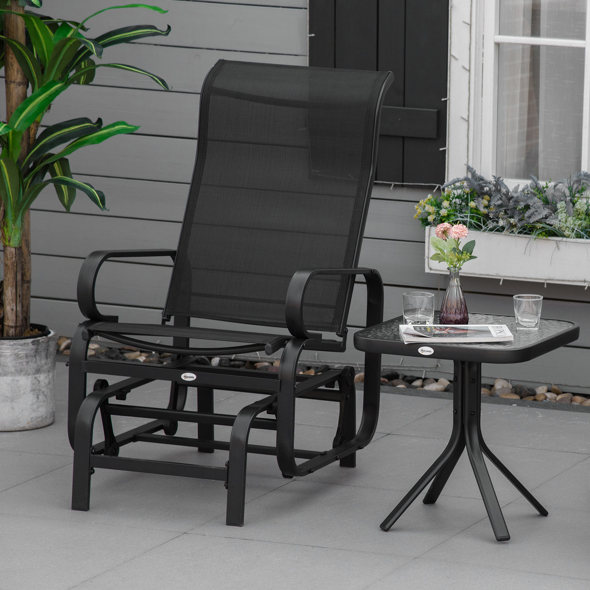 Texteline Fabric Gliding Rocking Chair - Velmora