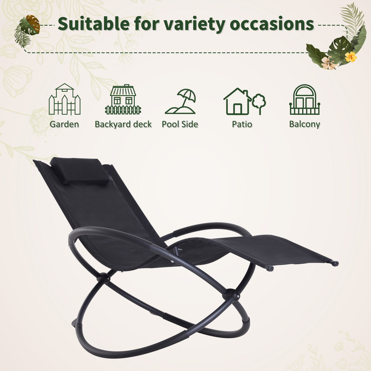 Texteline Fabric Outdoor Orbital Lounger Zero Gravity Foldable Rocking Chair - Velmora