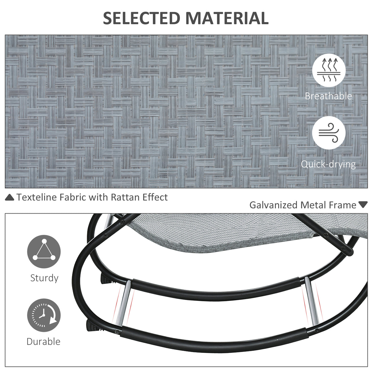 Texteline Fabric Zero Gravity Rocking Lounge Chair With Rattan Effect - Velmora