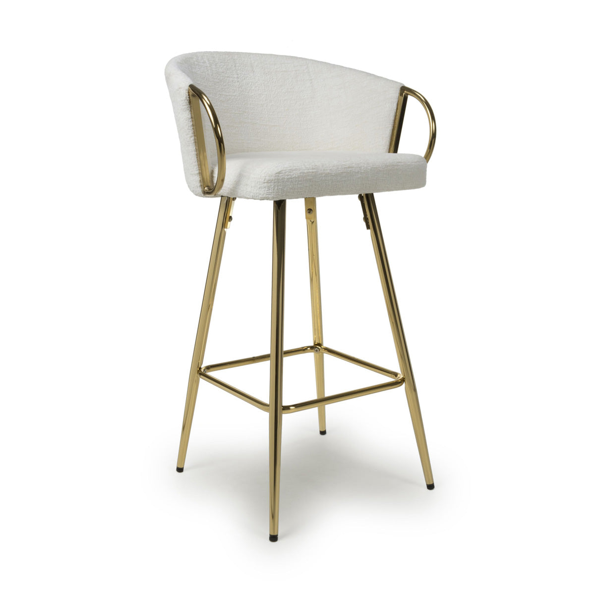Textured Effect Fabric Bar Stool With Gold Chrome Metal frame - Volero