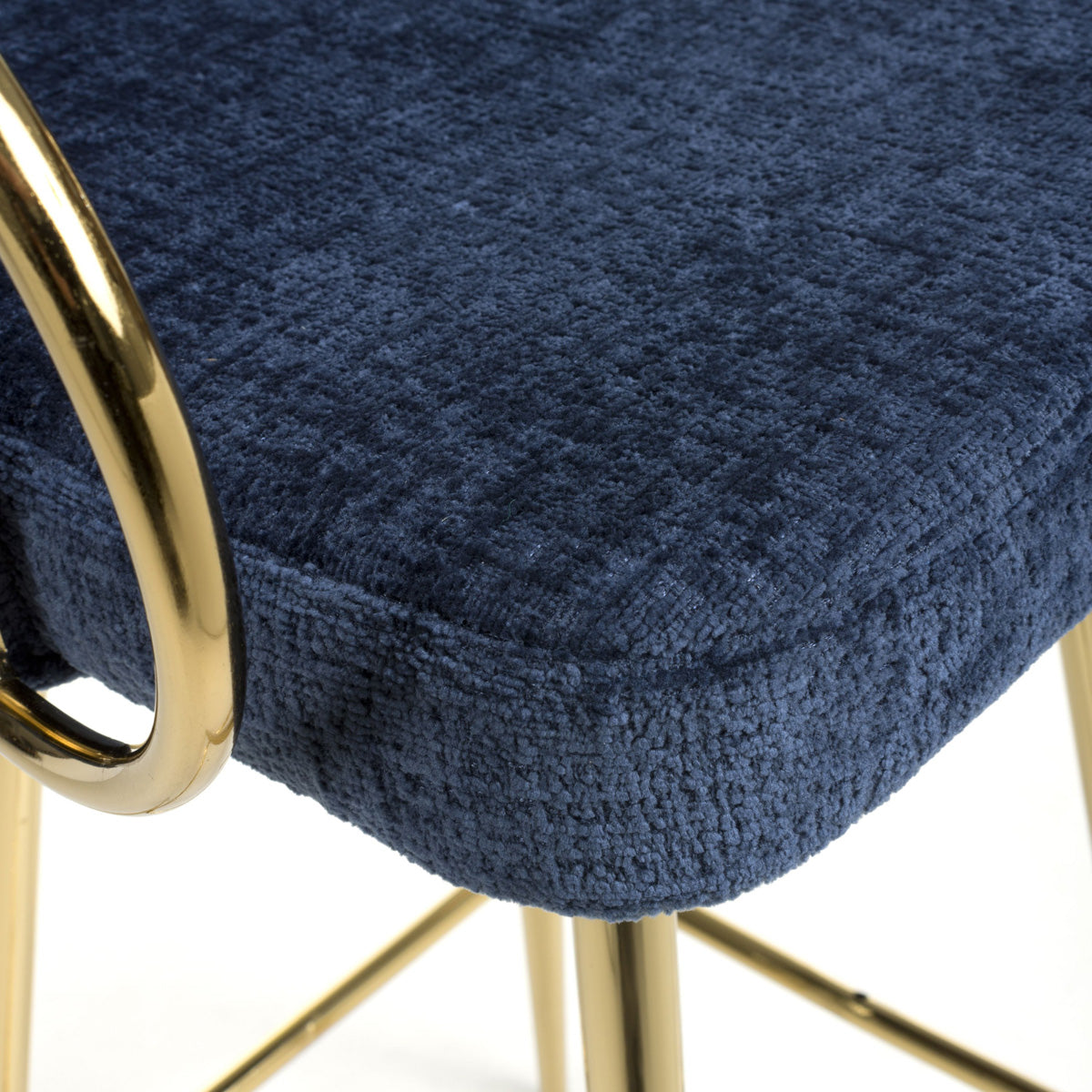 Textured Effect Fabric Bar Stool With Gold Chrome Metal frame - Volero