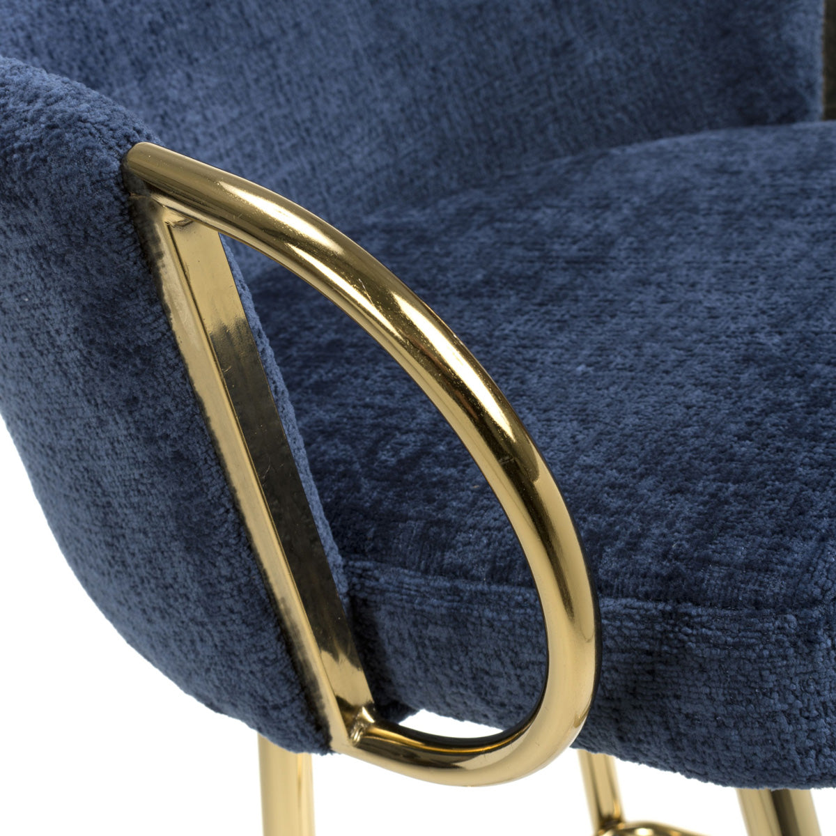 Textured Effect Fabric Bar Stool With Gold Chrome Metal frame - Volero