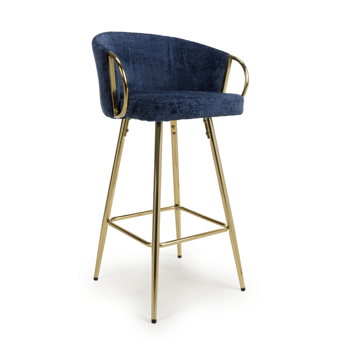 Textured Effect Fabric Bar Stool With Gold Chrome Metal frame - Volero