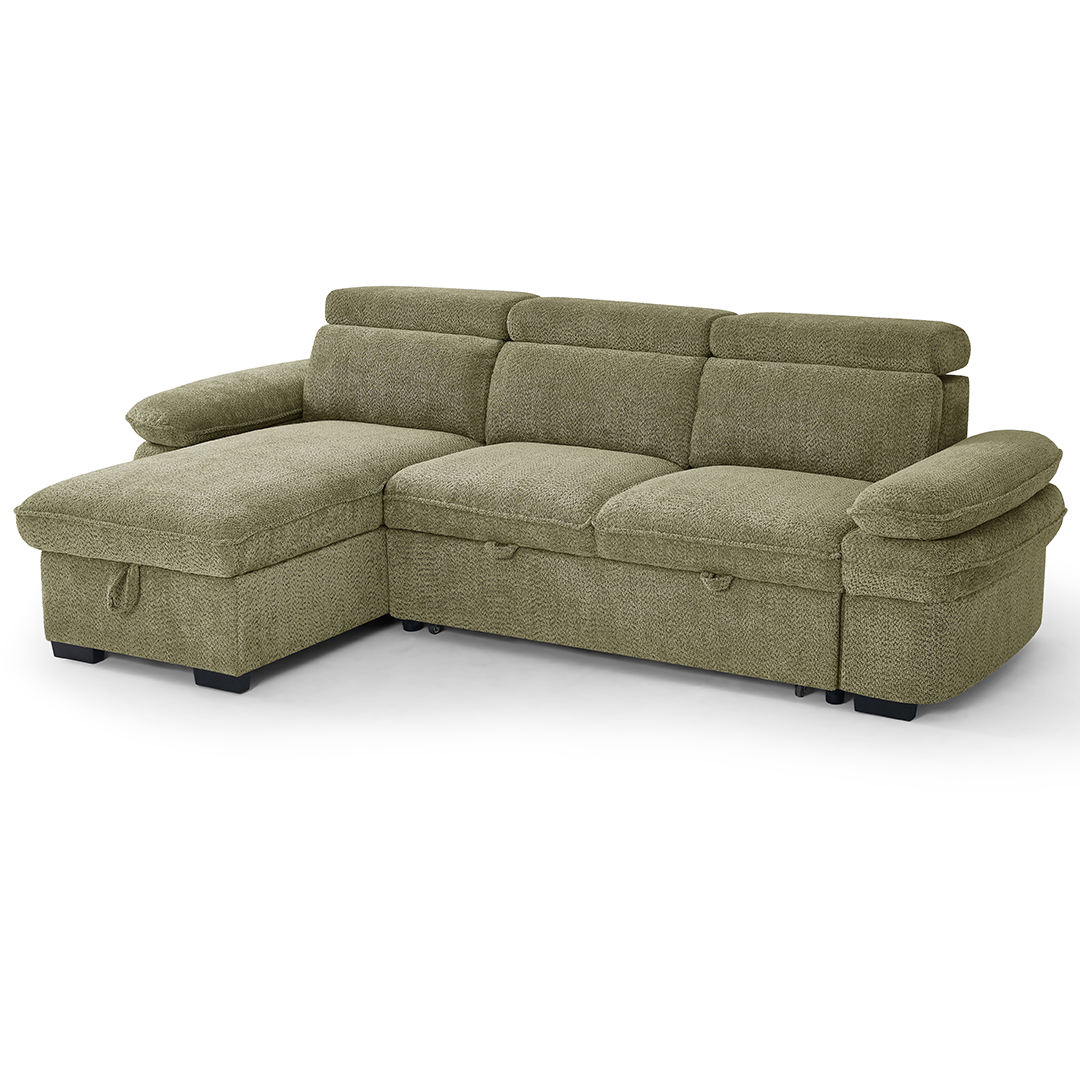 Textured Fabric Corner Sofa Bed Universal - Hudson