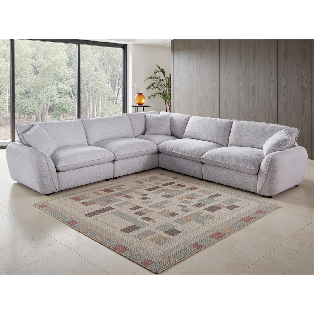Textured Fabric Corner Sofa Large - Berlin