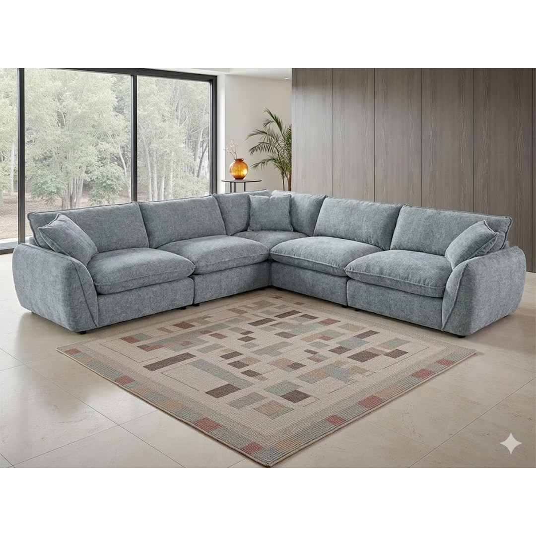 Textured Fabric Corner Sofa Large - Berlin
