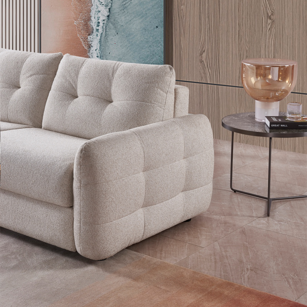 Textured Fabric Sofa Bed 3 Seater - Athens