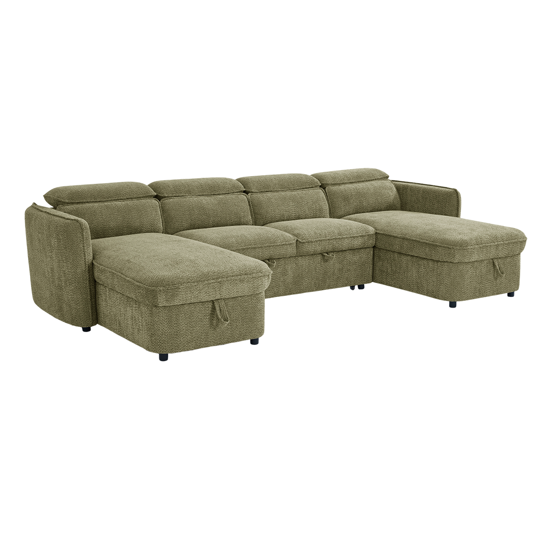 Textured Fabric Sofa Bed Corner U Shape - Capri
