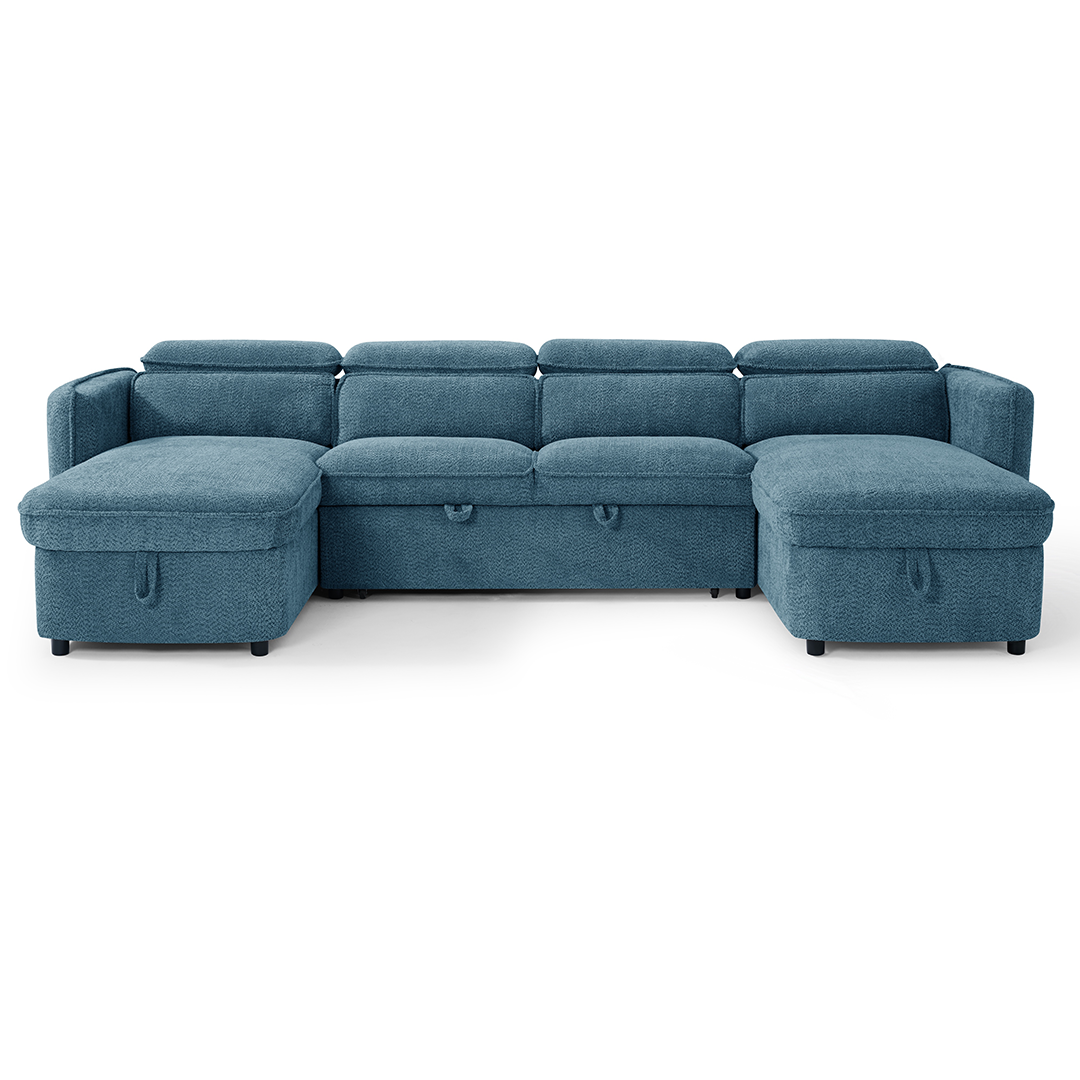Textured Fabric Sofa Bed Corner U Shape - Capri