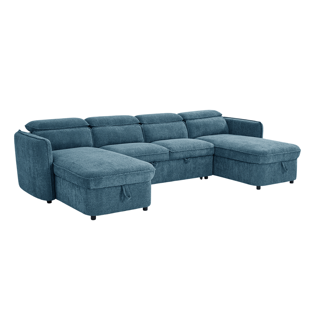 Textured Fabric Sofa Bed Corner U Shape - Capri