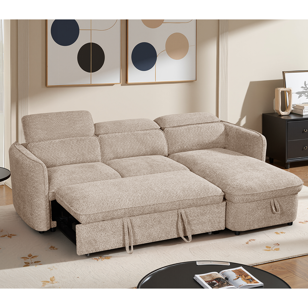 Textured Fabric Sofa Bed Corner Universal - Capri