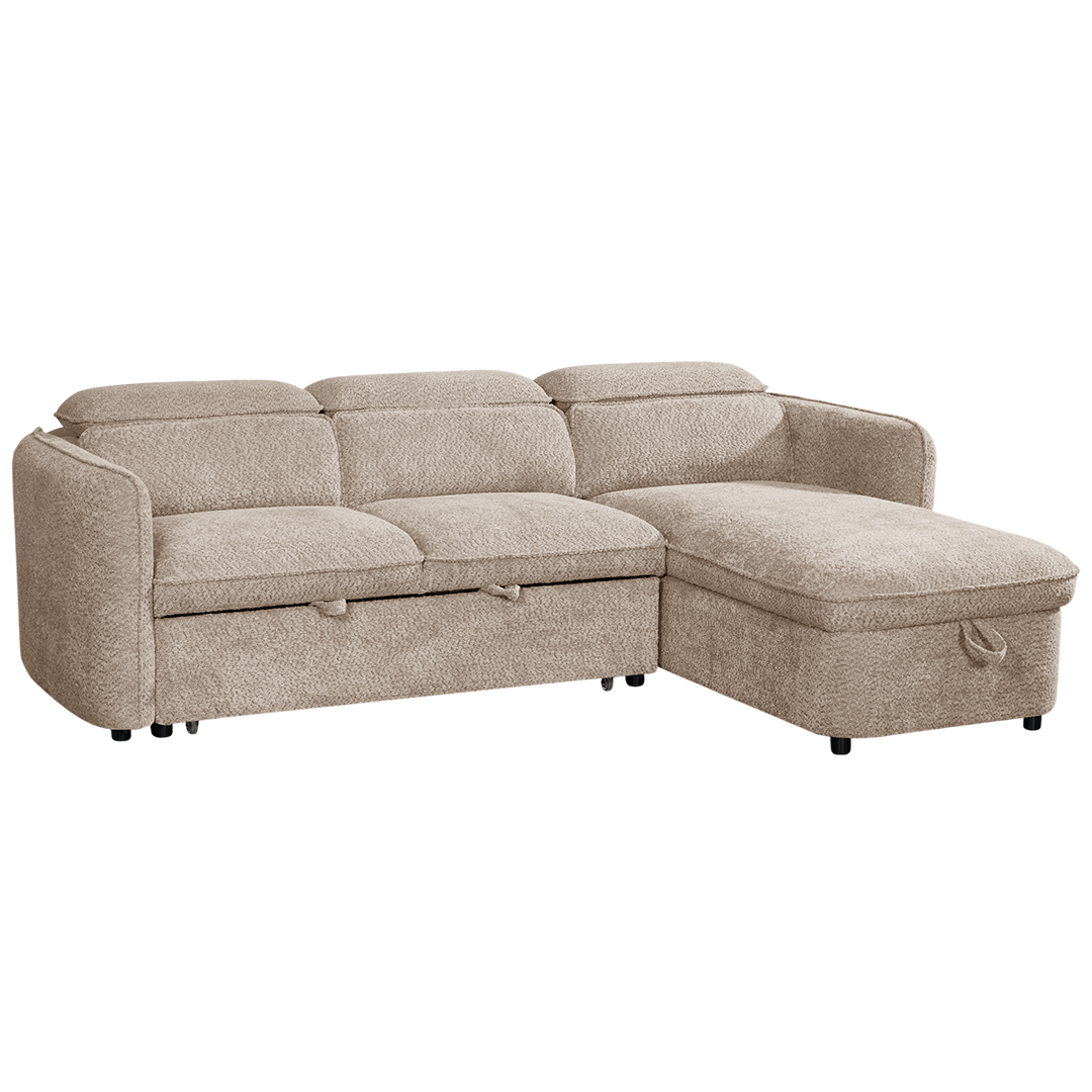 Textured Fabric Sofa Bed Corner Universal - Capri
