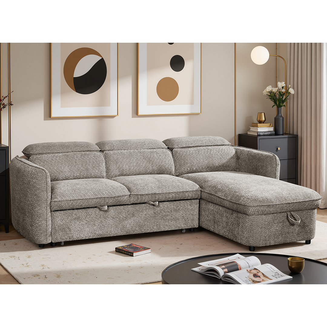 Textured Fabric Sofa Bed Corner Universal - Capri