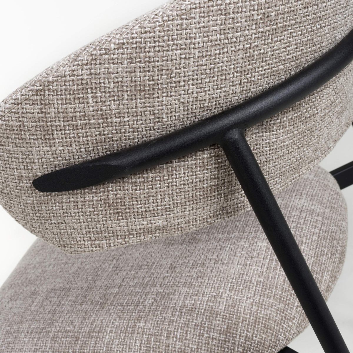 Tweed Fabric Dining Chairs in Set Of 2 With Black Metal Frame - Marisa