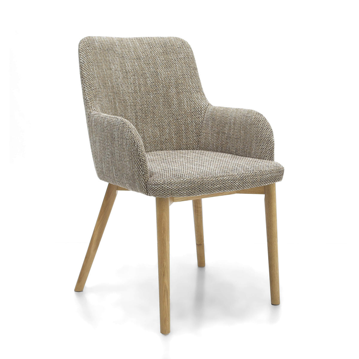 Tweed Fabric Dining Chairs in Set Of 2 With Natural Rubberwood Legs - Sidcup