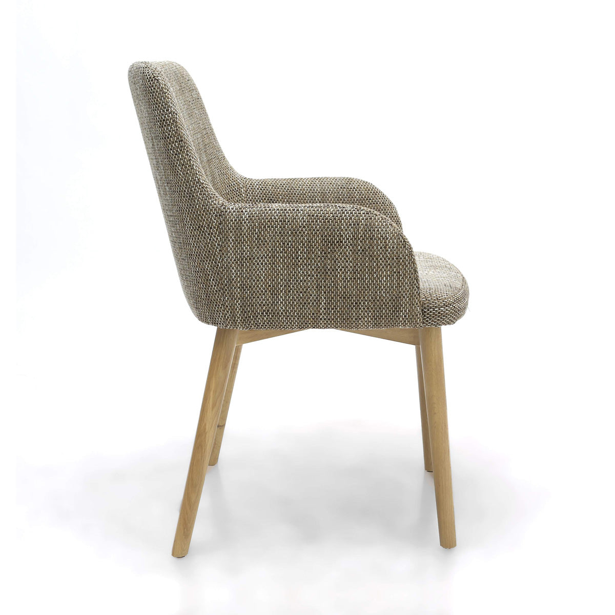 Tweed Fabric Dining Chairs in Set Of 2 With Natural Rubberwood Legs - Sidcup
