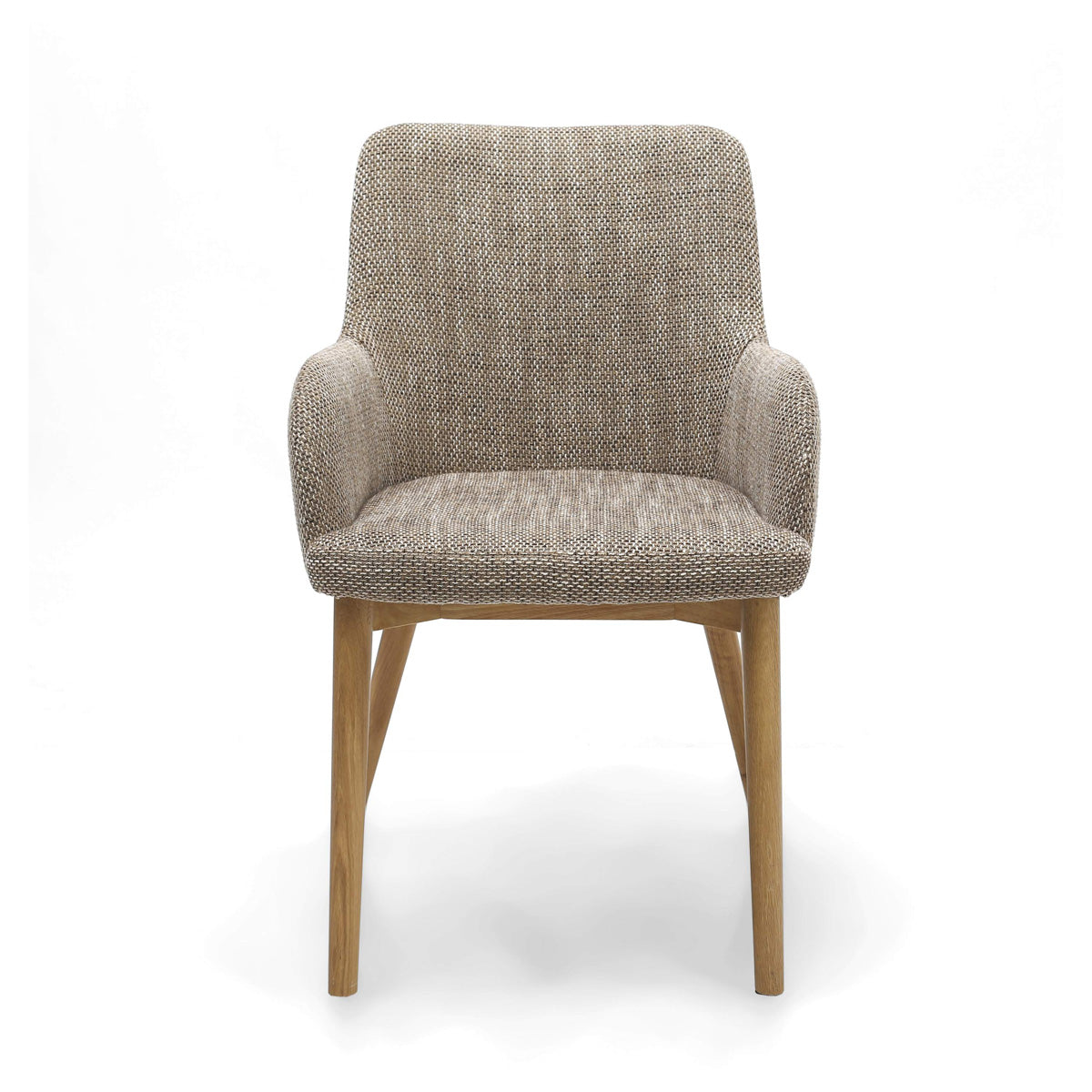 Tweed Fabric Dining Chairs in Set Of 2 With Natural Rubberwood Legs - Sidcup