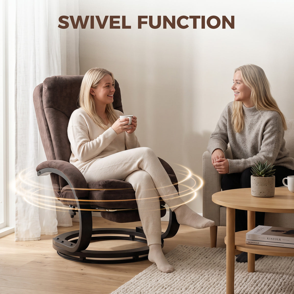 Velvet Recliner Armchair 68cm Wide With Retractable Footrest - Velmora