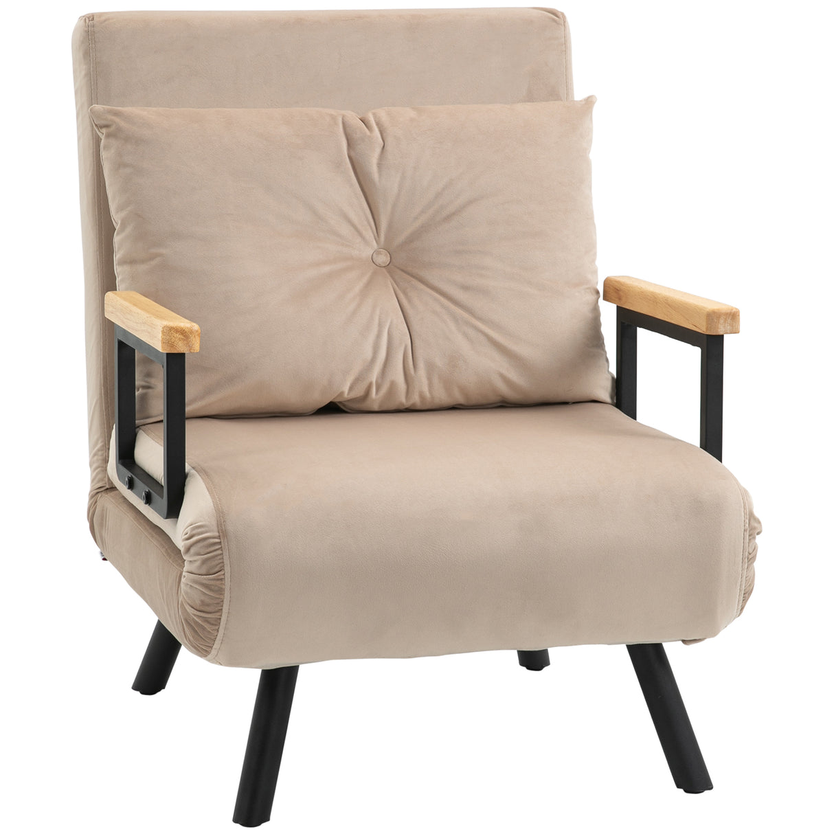 Velvet 1 Seater Sofa Bed 63cm Wide With 1 Pillow - Velmora