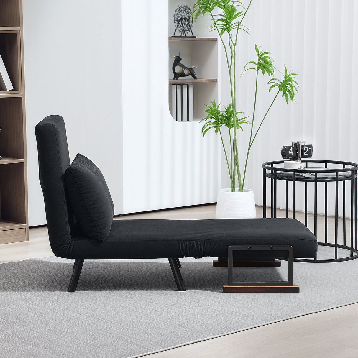 Velvet 1 Seater Sofa Bed 63cm Wide With 1 Pillow - Velmora