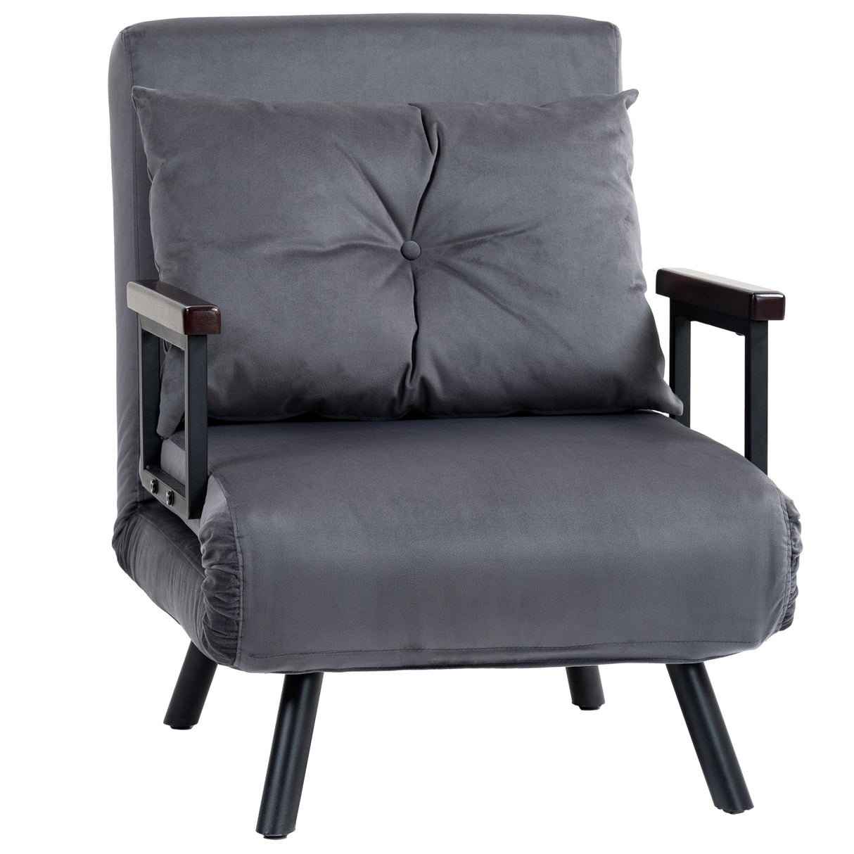Velvet 1 Seater Sofa Bed 63cm Wide With 1 Pillow - Velmora