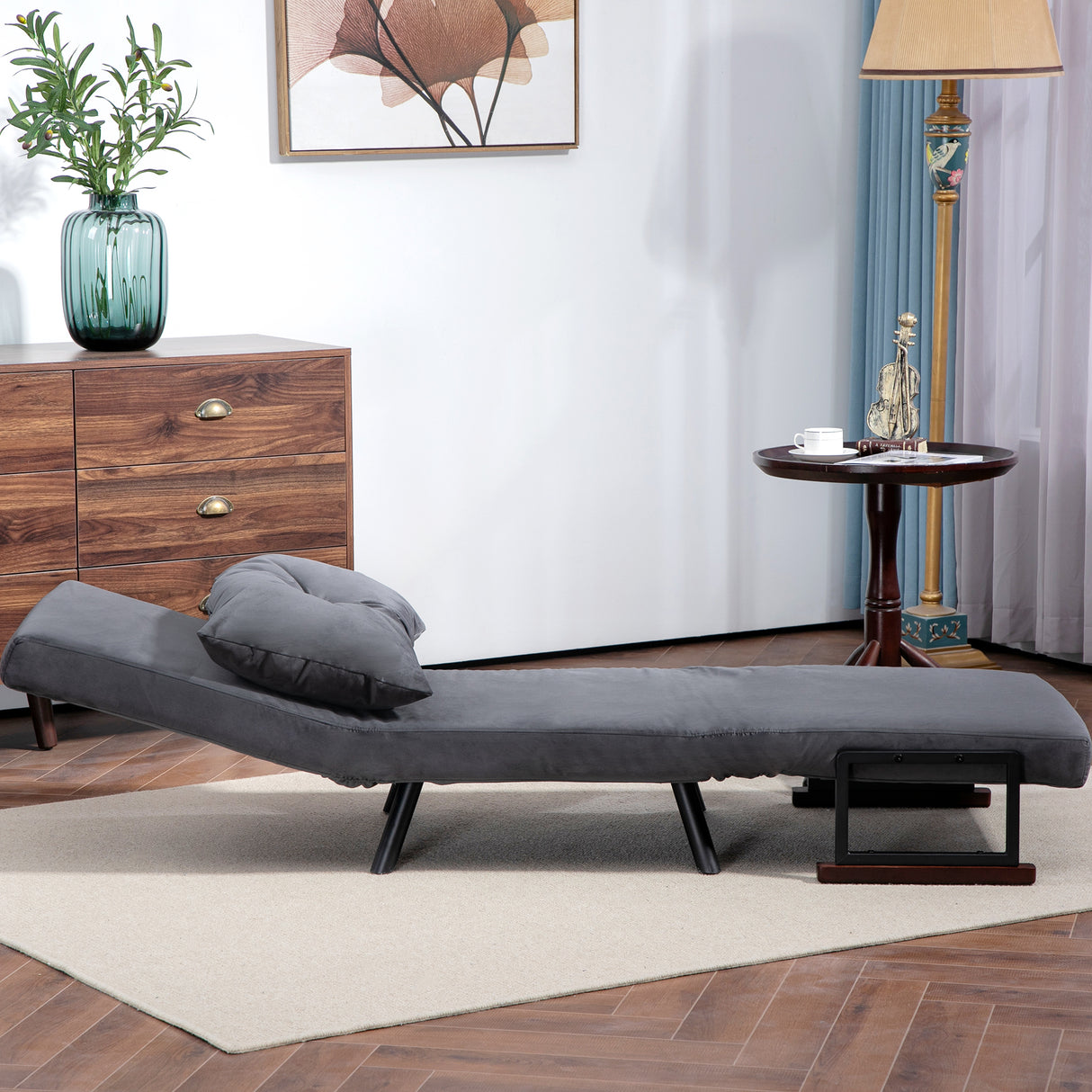 Velvet 1 Seater Sofa Bed 63cm Wide With 1 Pillow - Velmora