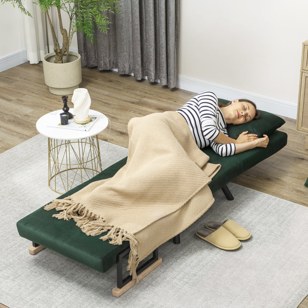 Velvet 1 Seater Sofa Bed 63cm Wide With 1 Pillow - Velmora