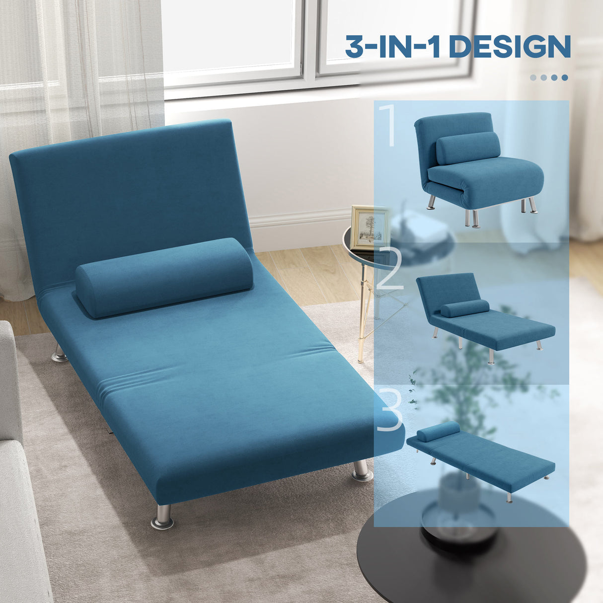 Velvet 1 Seater Sofa Bed 75cm Wide With 1 Pillow - Velmora