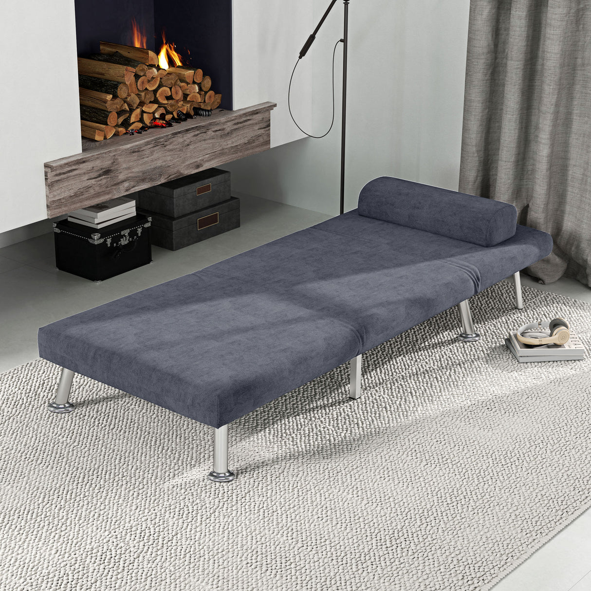 Velvet 1 Seater Sofa Bed 75cm Wide With 1 Pillow - Velmora