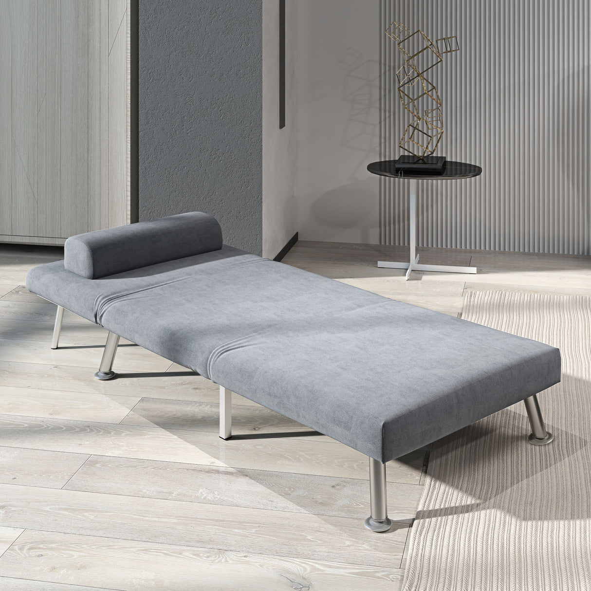 Velvet 1 Seater Sofa Bed 75cm Wide With 1 Pillow - Velmora