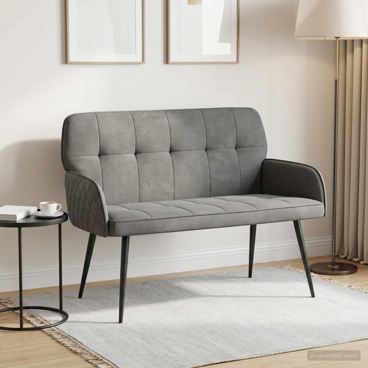 Velvet 2 Seater Sofa 115cm Wide With Metal Legs - Vantage Home