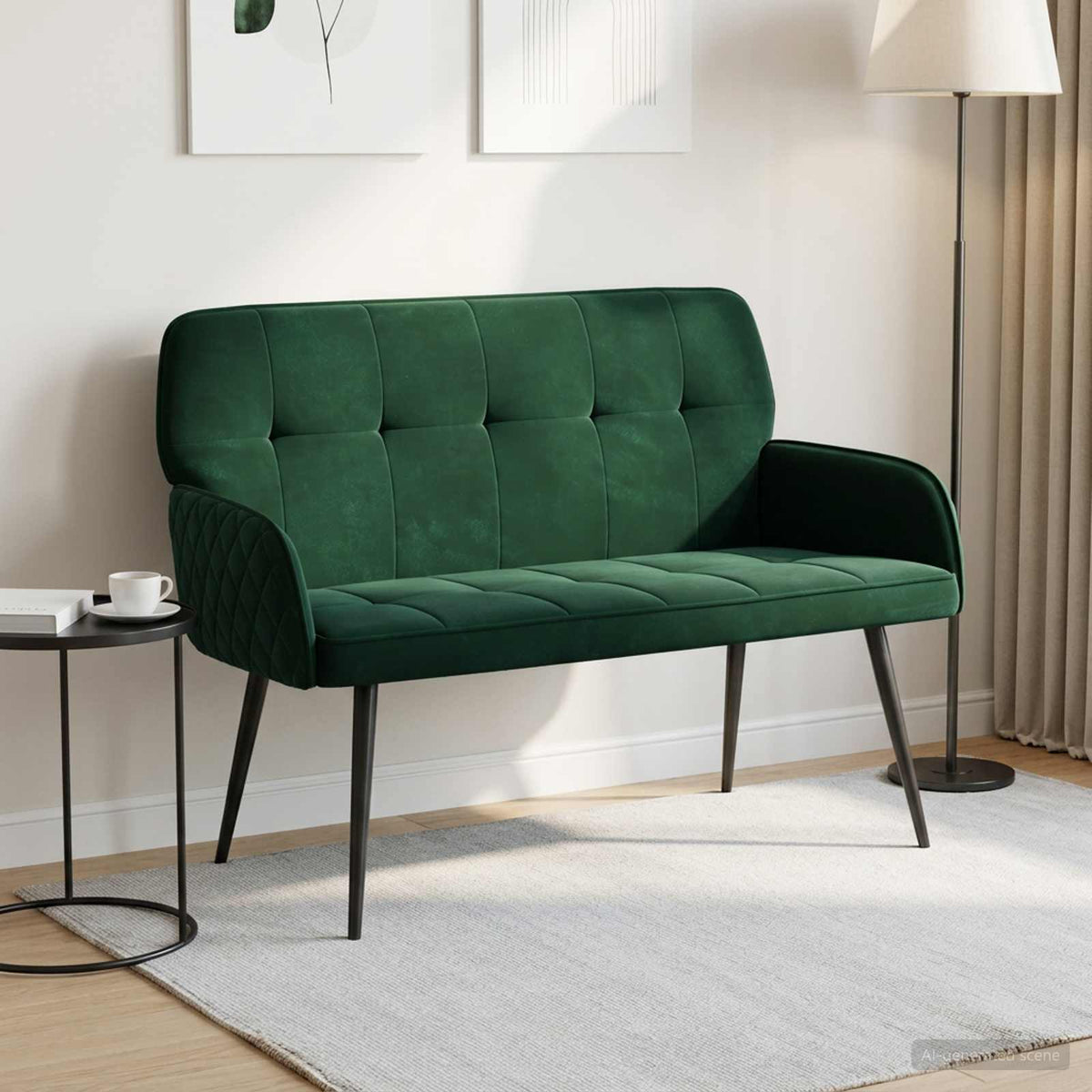 Velvet 2 Seater Sofa 115cm Wide With Metal Legs - Vantage Home